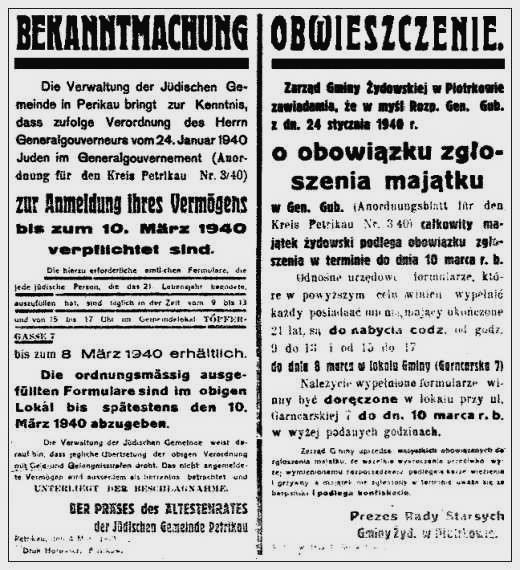 Piotrkow Ghetto   24 Jan 1940